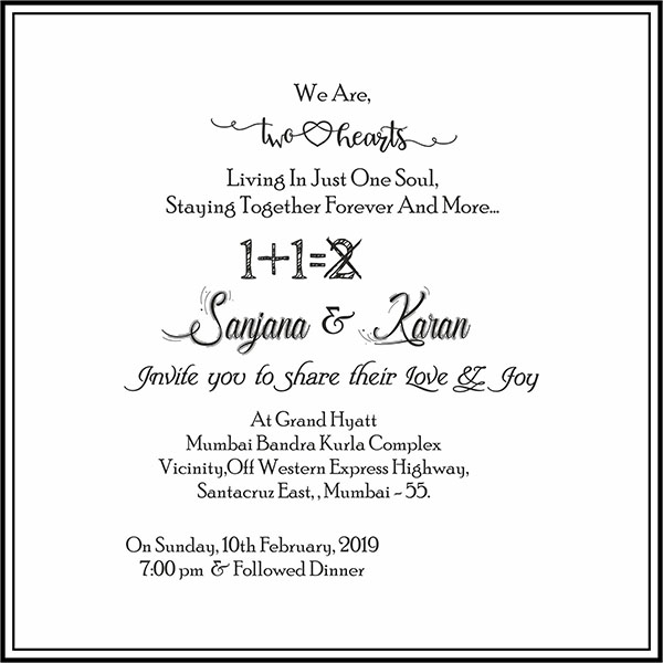 Wedding invitation card Class of Love Reception - Parekh Cards